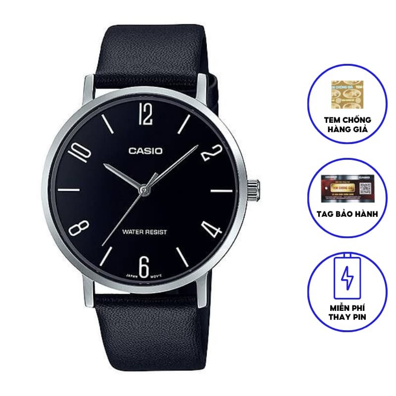 Đồng hồ nam dây da Casio MTP-VT01L-1B2UDF chính hãng